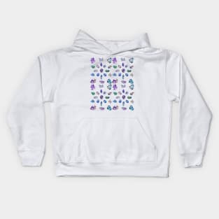 Crystals 1 - Gemstones Watercolor Pastel White Kids Hoodie